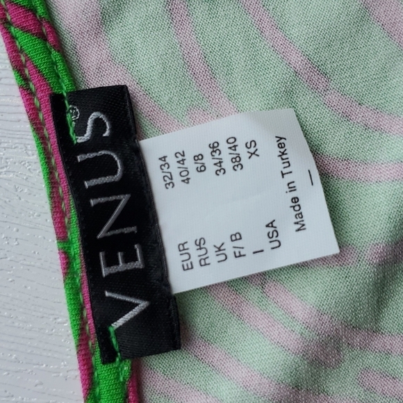 VENUS Lime Green Pink Neon Abstract Bodycon Abstract Mini Dress XS NWOT - Picture 2 of 5